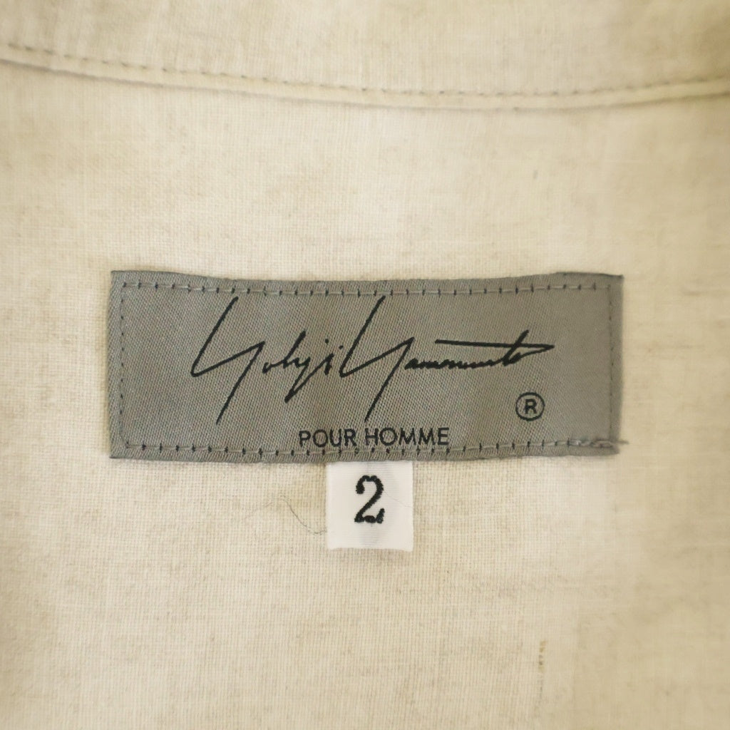 Yohji Yamamoto POUR HOMME(ヨウジヤマモト プールオム) HIGH COUNT LINEN ZIP OPEN BLOUSE リネン ジップアップ ブラウス ホワイト HG-B28-301