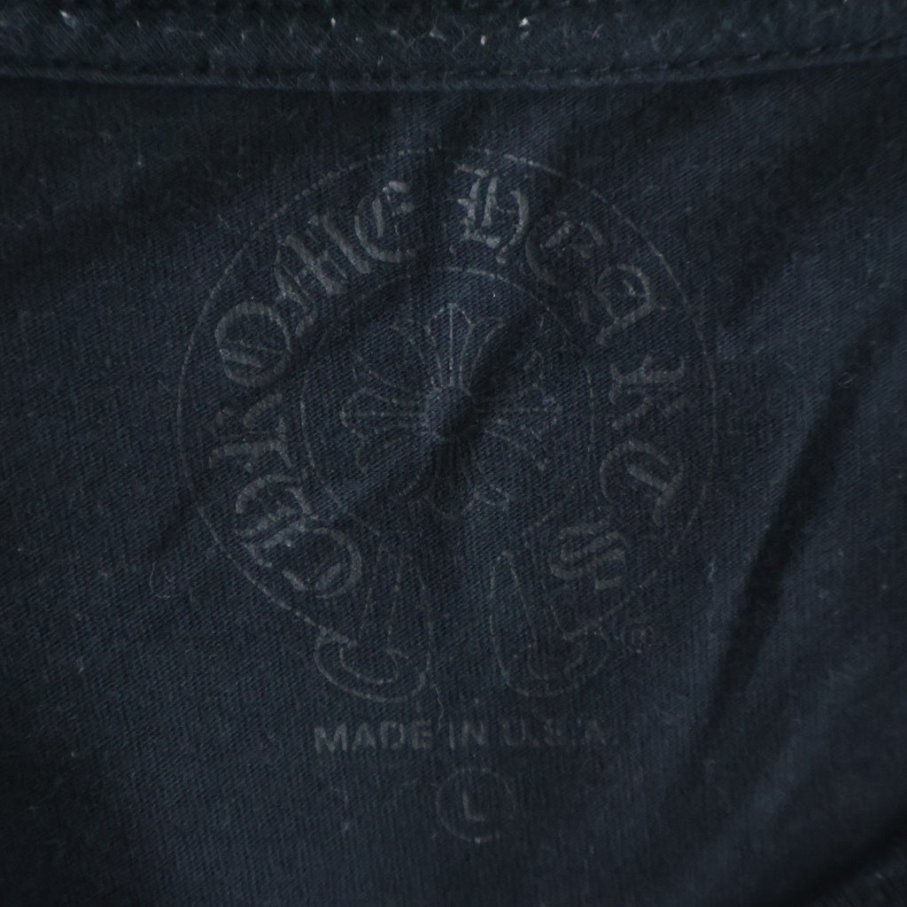 CHROME HEARTS(クロムハーツ) HORSESHOE L/S TEE バックホースシュー 袖フローラルクロス 長袖ポケットTシャツ カットソー ブラック