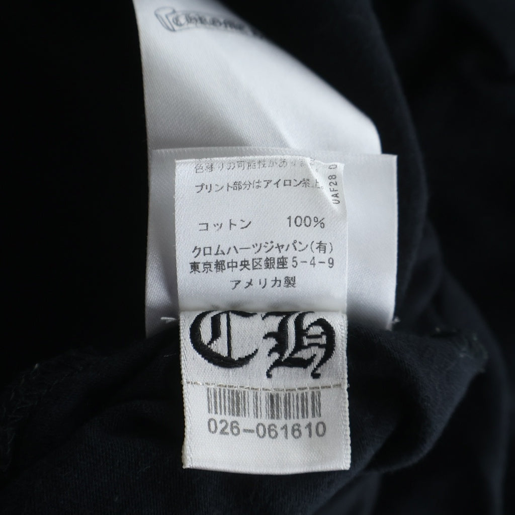 CHROME HEARTS(クロムハーツ) HORSESHOE L/S TEE バックホースシュー 袖フローラルクロス 長袖ポケットTシャツ カットソー ブラック