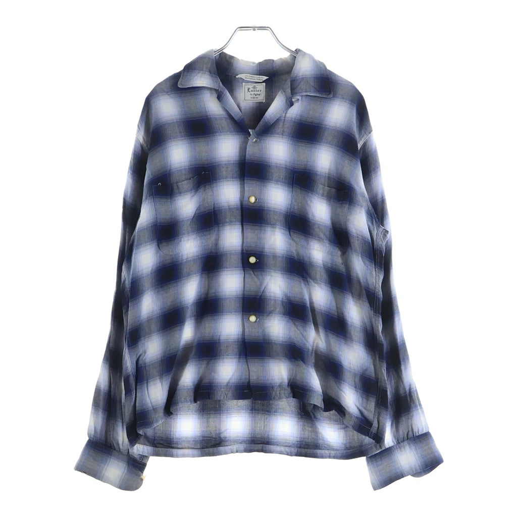 VINTAGE(ヴィンテージ) 50-60S Lanier by Oxford RAYON OMBRE CHECK L/S SHIRT レーヨン オンブレチェック 長袖シャツ ブルー/ブラック/ホワイト