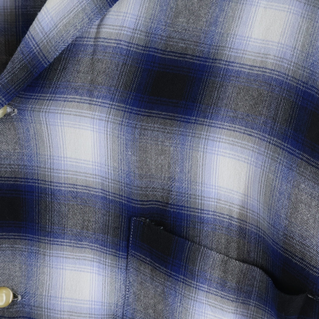 VINTAGE(ヴィンテージ) 50-60S Lanier by Oxford RAYON OMBRE CHECK L/S SHIRT レーヨン オンブレチェック 長袖シャツ ブルー/ブラック/ホワイト