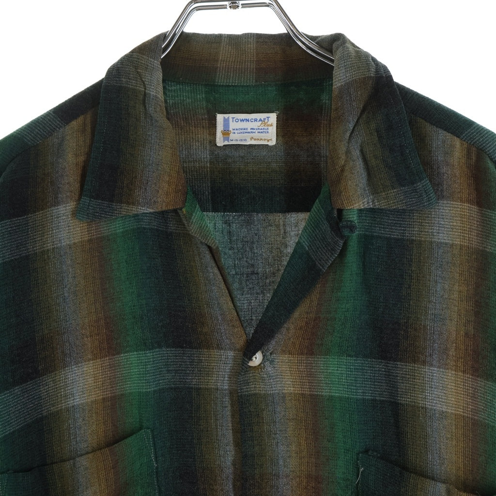PENNEYS TOWNCRAFT(ぺニーズタウンクラフト) 60S TOWNCRAFT PLUS RYON OMBRE CHECK L/S SHIRT オンブレチェック レーヨン長袖シャツ グリーン×ブラウン