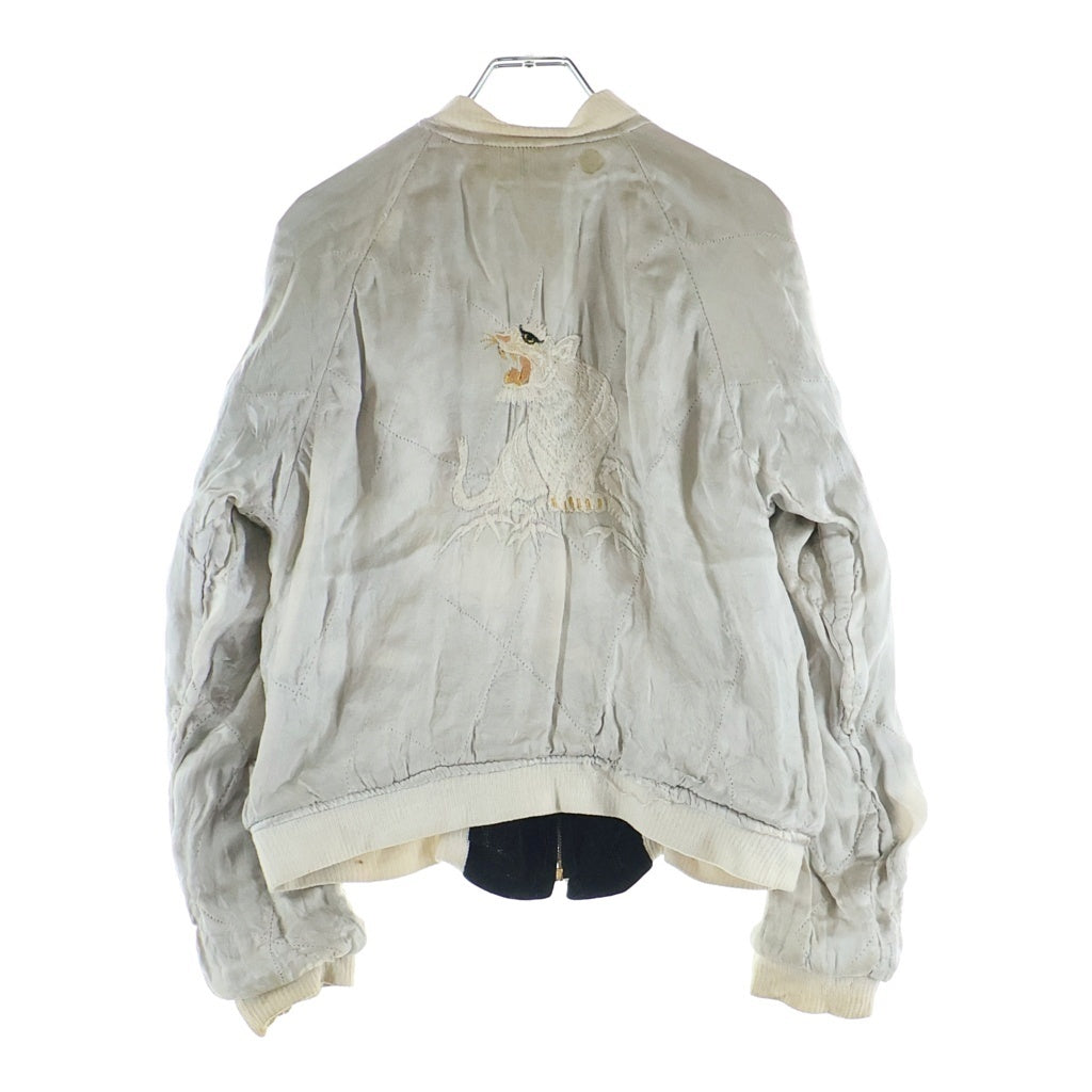 VINTAGE(ヴィンテージ) 50S SOUVENIR JACKET 別珍 リバーシブル スカジャン 龍 虎 鷲 バタフライジップ YKK ブラック/ホワイト