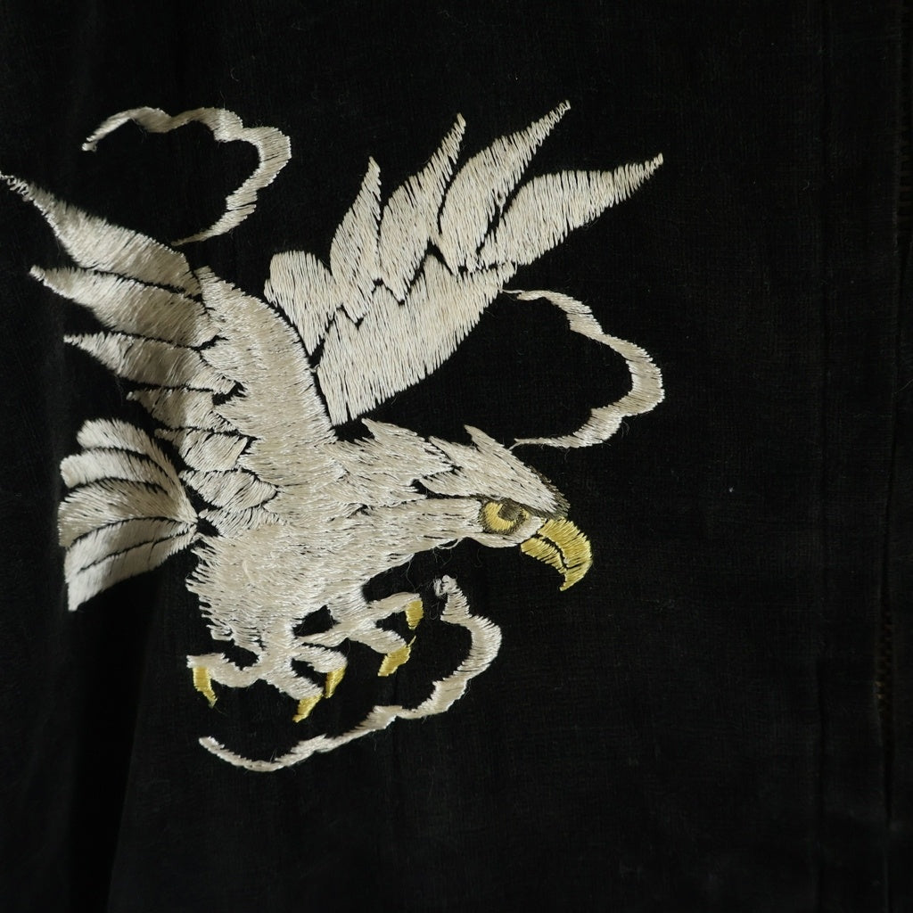 VINTAGE(ヴィンテージ) 50S SOUVENIR JACKET 別珍 リバーシブル スカジャン 龍 虎 鷲 バタフライジップ YKK ブラック/ホワイト