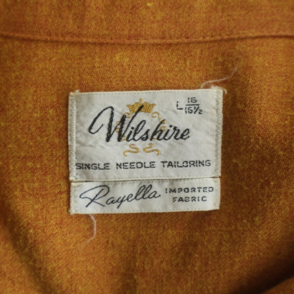 VINTAGE(ヴィンテージ) 60S Wilshire （ウィルシャー）RAYON OPEN COLOR L/S SHIRT レーヨン オープンカラーシャツ マスタード