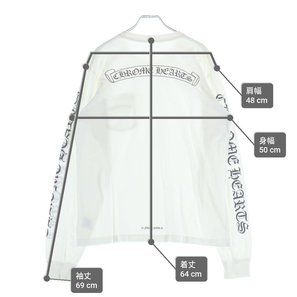 CHROME HEARTS(クロムハーツ) クロムハーツ CH SCROLL LABEL FUCKYOU L/S / スクロールラベル ファックユー アームプリント長袖Tシャツ ホワイト