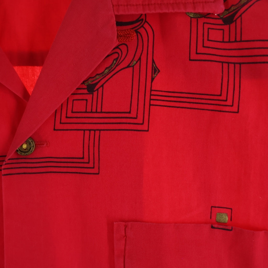 VINTAGE ヴィンテージ DEL MAR (デルマー) DRAGON PRINT OPEN COLLAR S/S SHIRT ドラゴン プリント 半袖 コットン オープンカラー シャツ レッド VINTAGE(ヴィンテージ) DEL MAR (デルマー) DRAGON PRINT OPEN COLLAR