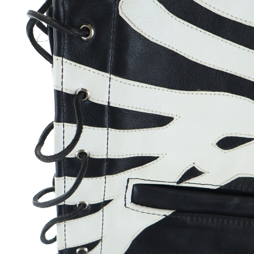 VANSON(バンソン) 90-00S VINTAGE LEATHER LENZIP BONE VEST USA製 レザー ジップアップ ボーンズ ベスト ブラック