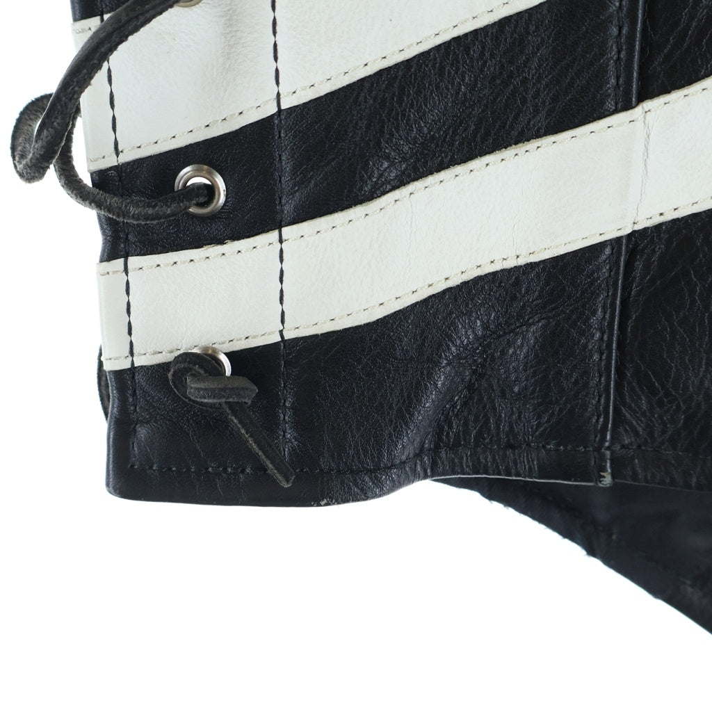 VANSON(バンソン) 90-00S VINTAGE LEATHER LENZIP BONE VEST USA製 レザー ジップアップ ボーンズ ベスト ブラック