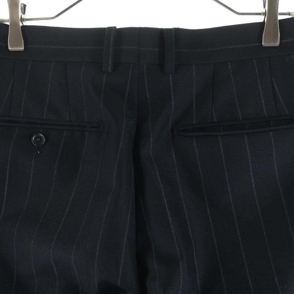 WACKO MARIA(ワコマリア) 24SS PLEATED TROUSERS (TYPE-2) CLOTH DORMEUIL ドーメル ストライプ スラックス ブラック/グレー