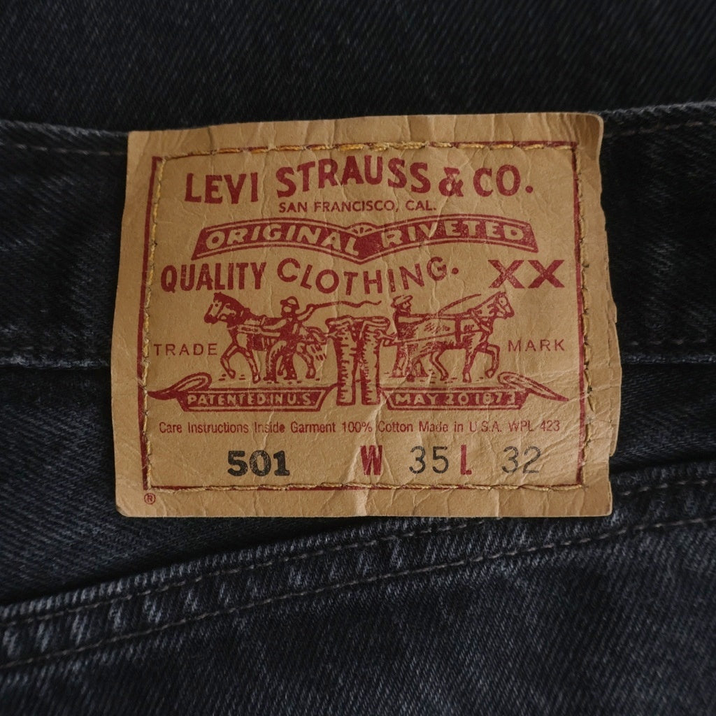 Levi's(リーバイス) 90S 501 CUT OFF 後染め スモールe ボタン裏544 USA製 カットオフ デニムパンツ ブラック