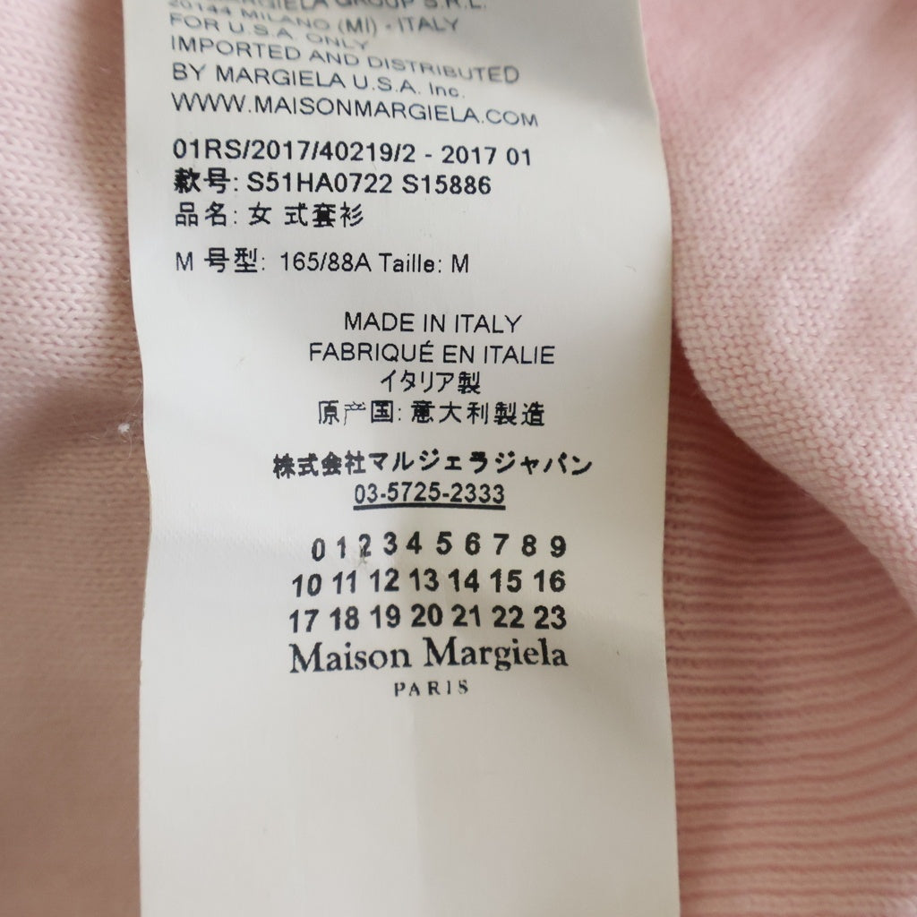 Maison Margiela(メゾンマルジェラ) 17SS ELBOW PATCH CREW NECK KNITWEAR エルボーパッチ クルーネック ニット ピンク S51HA0722 S15886 レディース