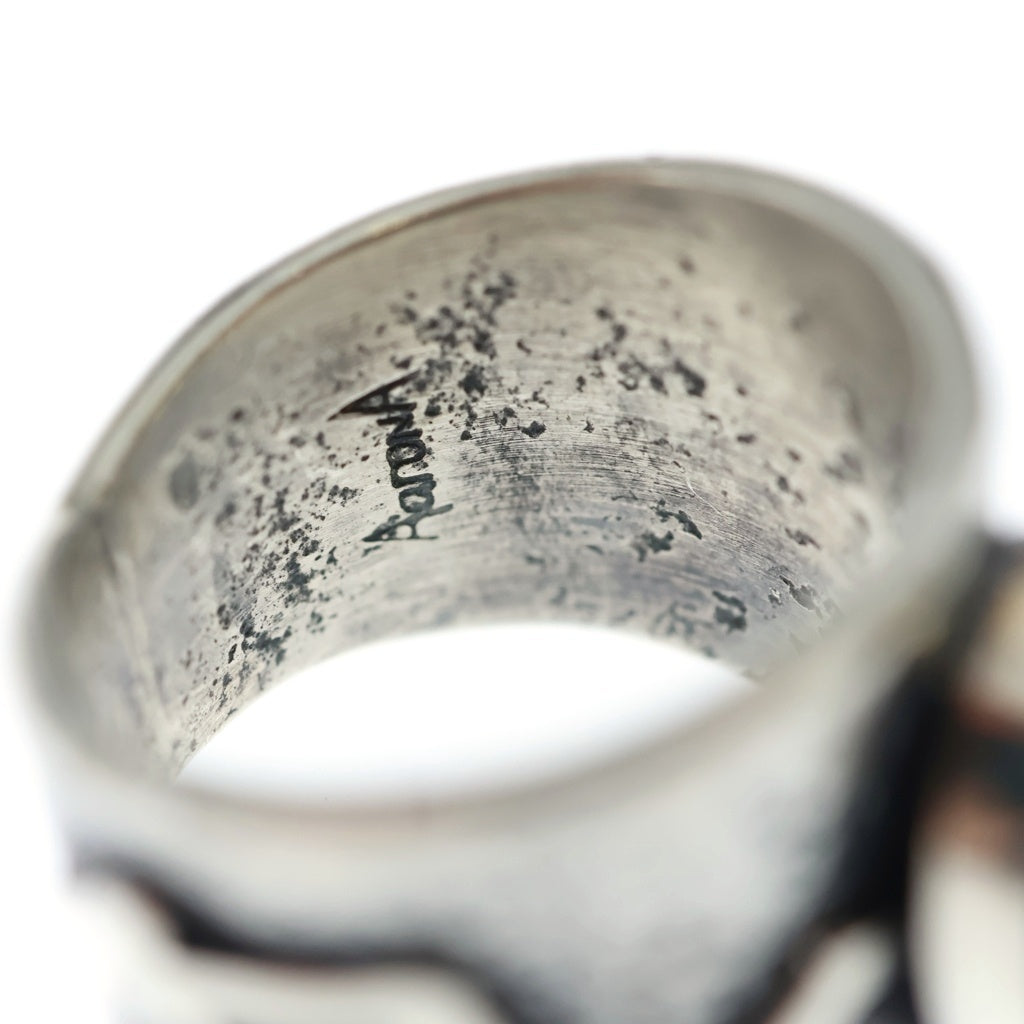 INDIAN JEWELRY(インディアンジュエリー) Navajo (ナバホ) Aaron Anderson Morenci Turquoise Tufa Cast Ring アーロン アンダーソン ターコイズ リング シルバー