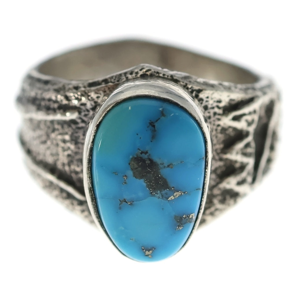 INDIAN JEWELRY(インディアンジュエリー) Navajo (ナバホ) Delford Yazzie Natural Morenci Turquoise Tufa Cast Ring デルフォード ヤジー ターコイズ リング シルバー