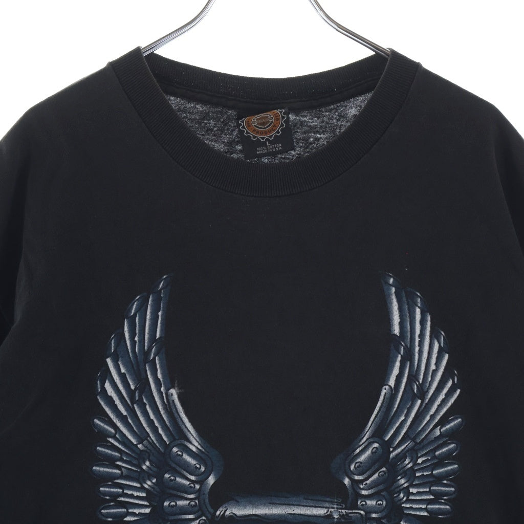 HARLEY DAVIDSON(ハーレーダビッドソン) 90S METALLIC EAGLE TEE メタリック イーグル フロントプリント半袖カットソーTシャツ ブラック