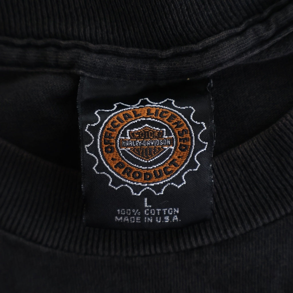 HARLEY DAVIDSON(ハーレーダビッドソン) 90S METALLIC EAGLE TEE メタリック イーグル フロントプリント半袖カットソーTシャツ ブラック