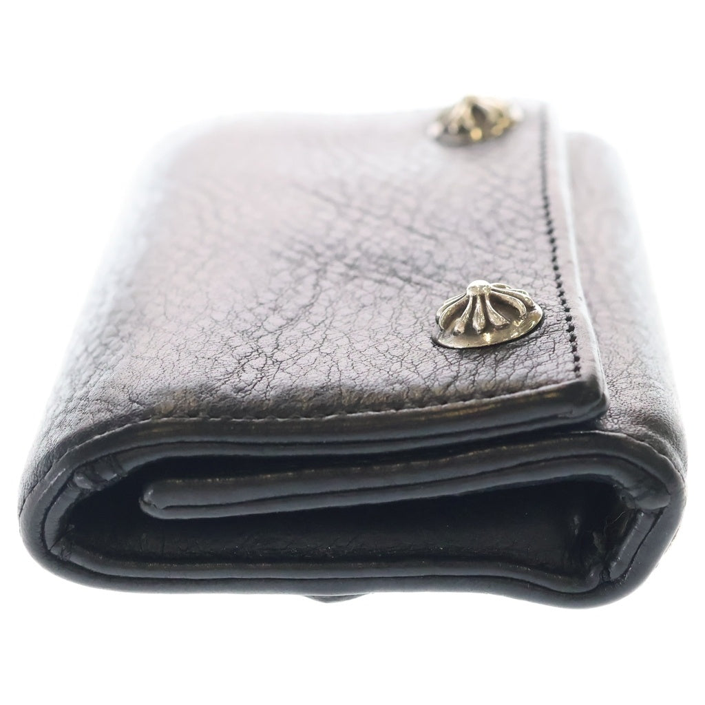 CHROME HEARTS(クロムハーツ) 3FOLD 3フォールド クロスパッチ付き クロスボタンレザーウォレット 二つ折り財布 ブラック