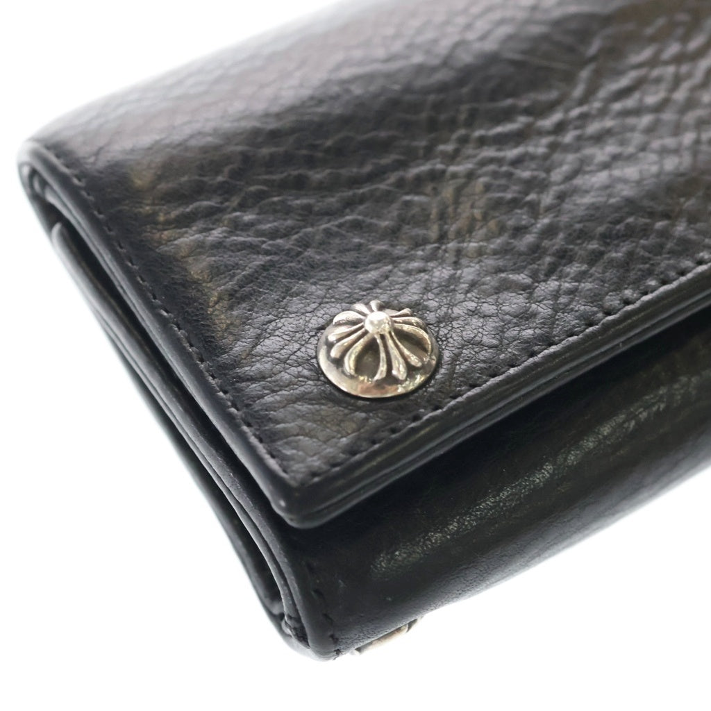 CHROME HEARTS(クロムハーツ) 3FOLD 3フォールド クロスパッチ付き クロスボタンレザーウォレット 二つ折り財布 ブラック
