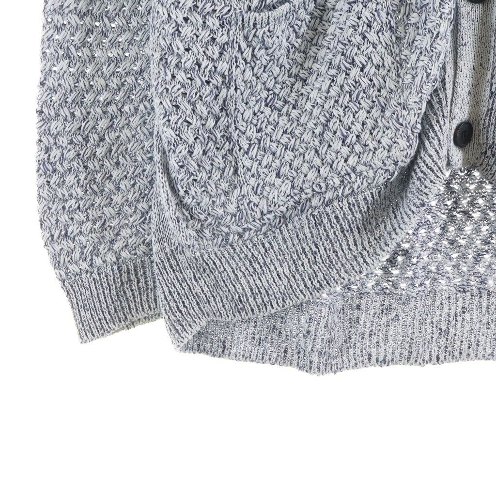 YOKE(ヨーク) 23SS MESH CARDIGAN メッシュ カーディガン ブルー/ホワイト YK23SS049 6S