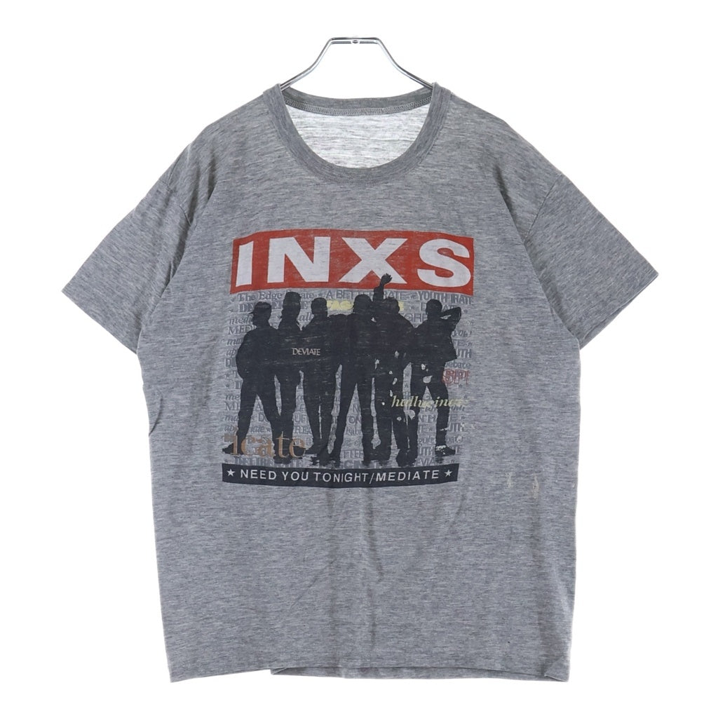 VINTAGE(ヴィンテージ) 80S INXS NEED YOU TONIGHT インエクセン 両面プリント 半袖カットソーTシャツ グレー