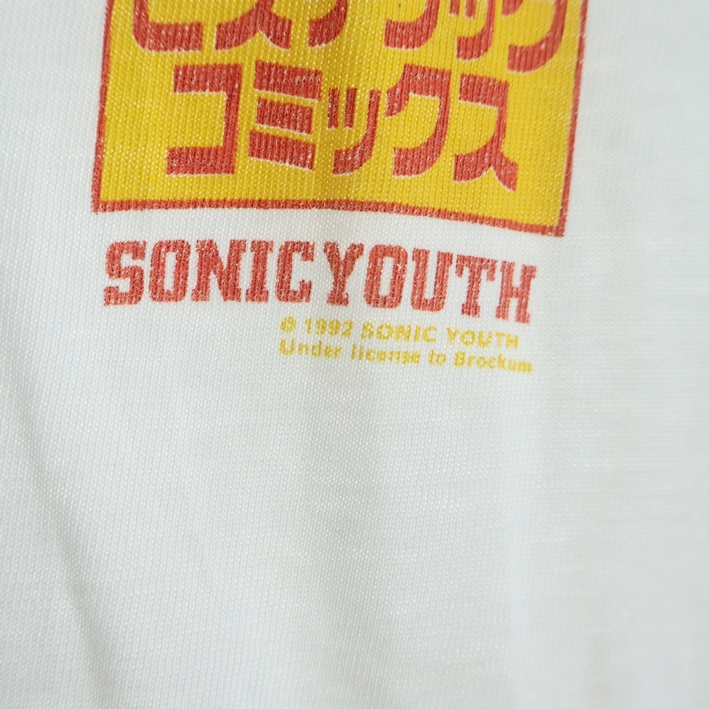 VINTAGE(ヴィンテージ) 90S SONIC YOUTH 無敵戦隊 ソニックユース ヒステリック コミックス 1992 両面プリント 半袖Tシャツ ホワイト
