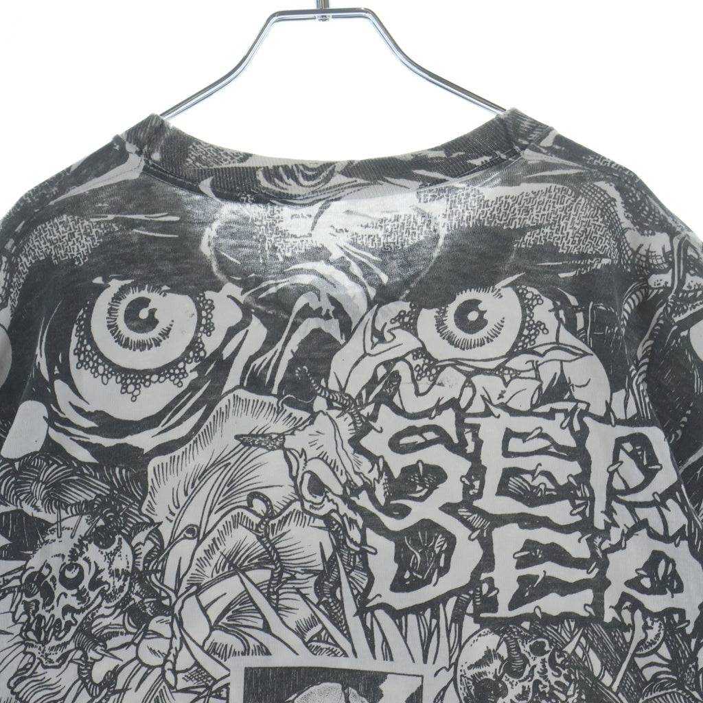 VINTAGE(ヴィンテージ) 90s SEPTIC DEATH PUSHEAD FULL PRINT TEE セプティック デス パスヘッド 総柄 半袖Tシャツ カットソー ブラック/ホワイト