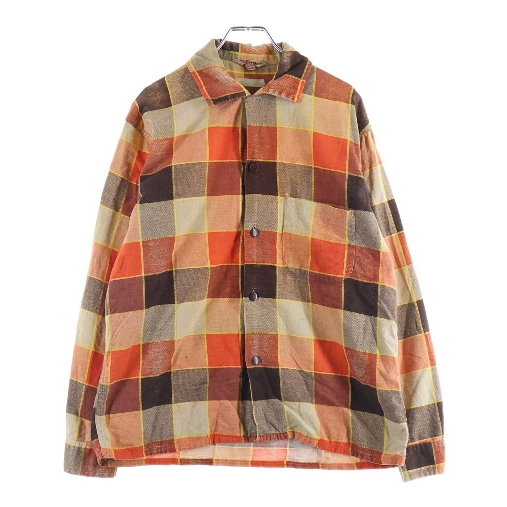 VINTAGE(ヴィンテージ) 60S BUD BERMA PRINTED FLANNEL SHIRT プリネル 長袖シャツ オレンジ
