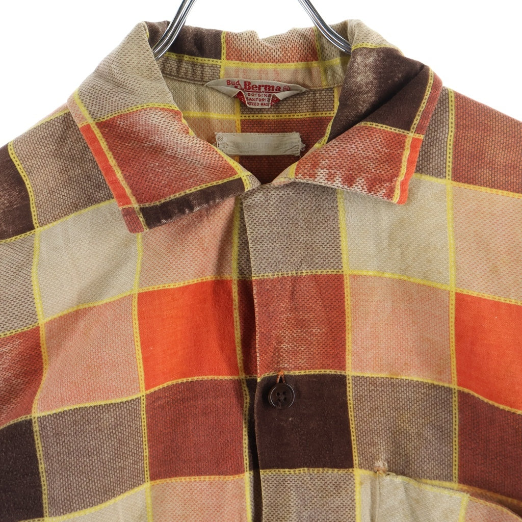 VINTAGE(ヴィンテージ) 60S BUD BERMA PRINTED FLANNEL SHIRT プリネル 長袖シャツ オレンジ