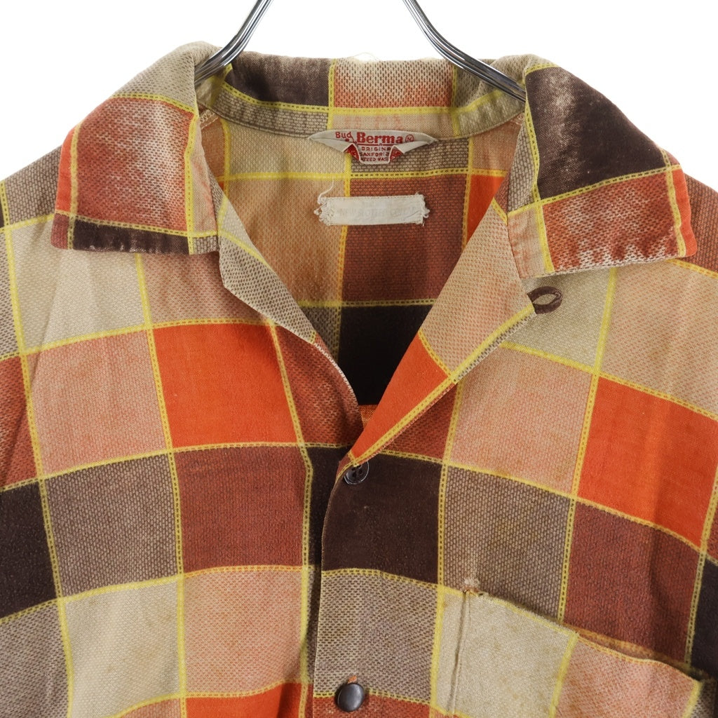 VINTAGE(ヴィンテージ) 60S BUD BERMA PRINTED FLANNEL SHIRT プリネル 長袖シャツ オレンジ