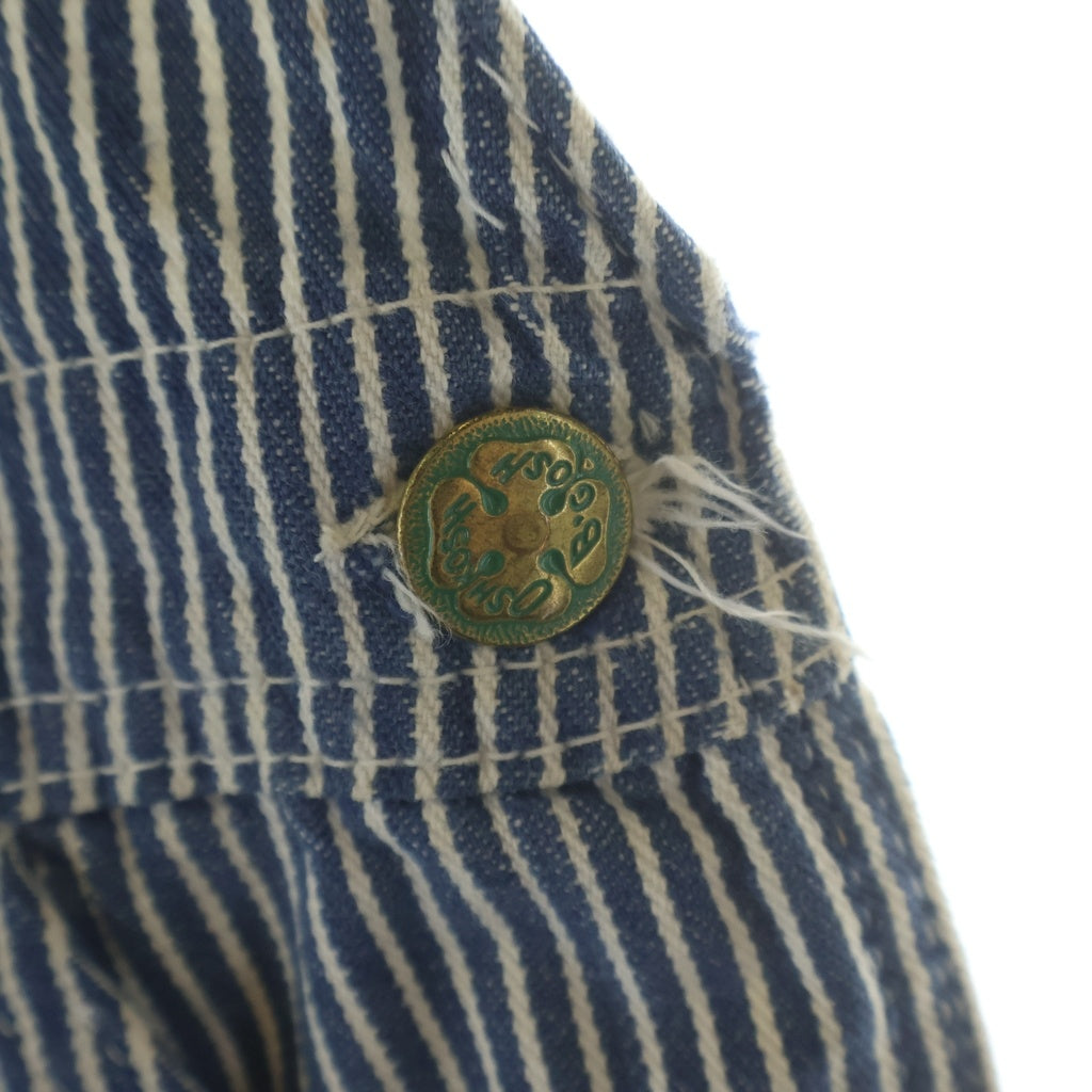 OSHKOSH(オシュコシュ) 60-70S VINTAGE HICKORY STRIPE OVERALL ヴィンテージ ボタン裏刻印15 ヒッコリー ストライプ オーバーオール ホワイト/ネイビー -