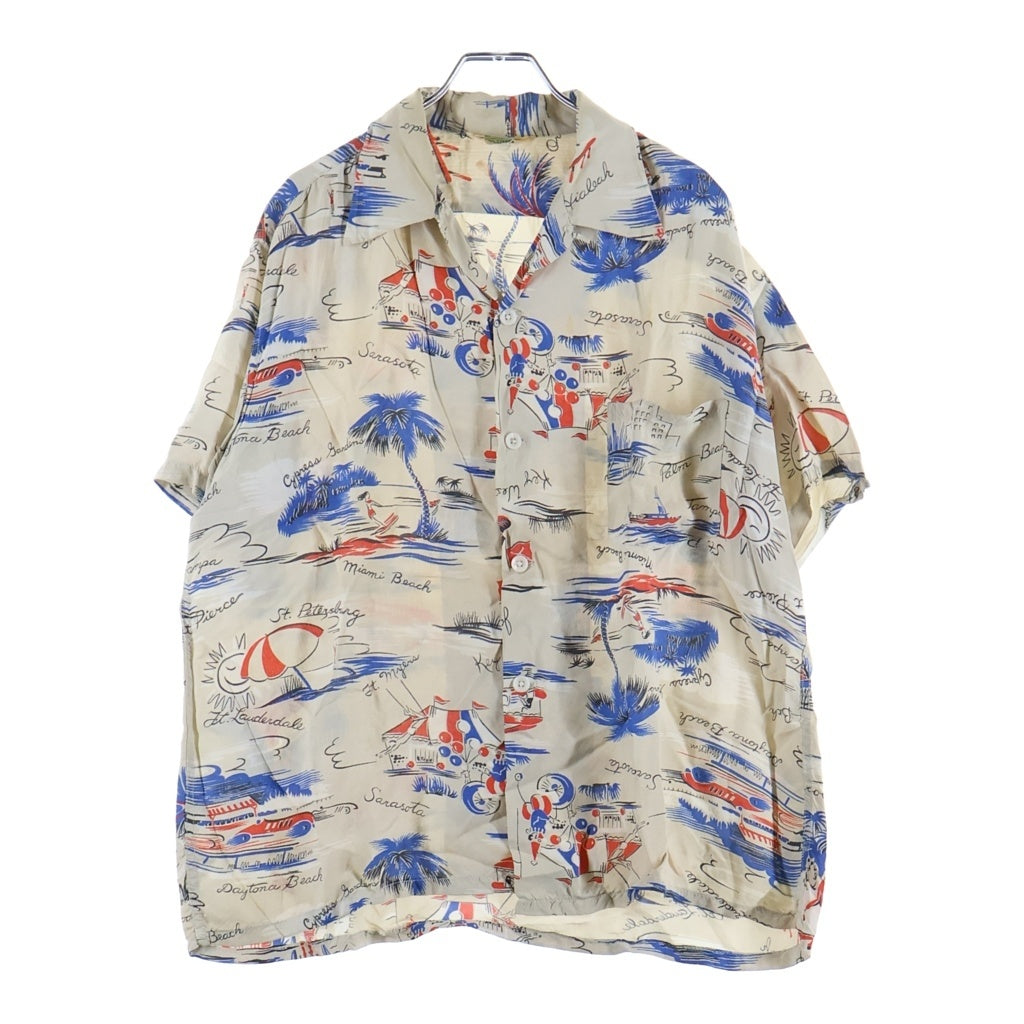 VINTAGE(ヴィンテージ) 50S ROYAL PALM RAYON HAWAIIAN S/S SHIRT レーヨン ハワイアン 半袖シャツ マルチカラー -