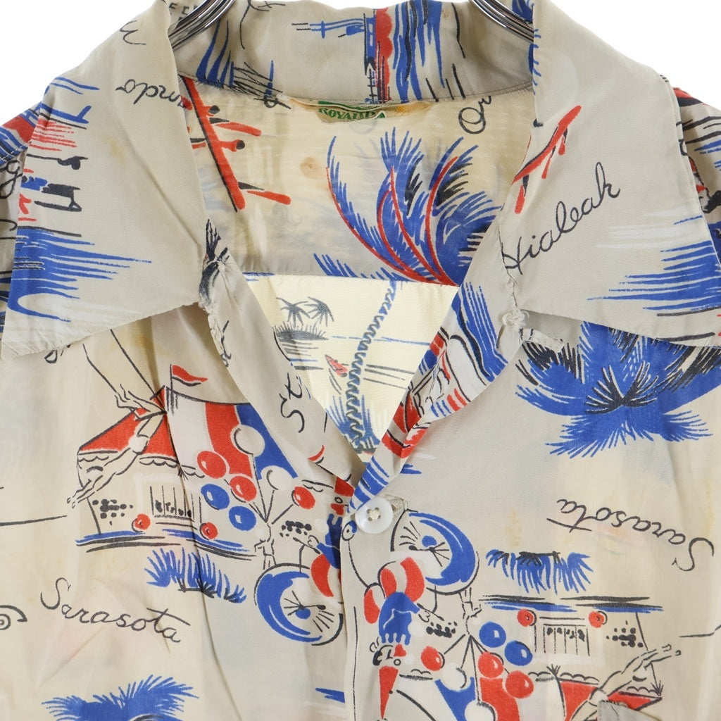 VINTAGE(ヴィンテージ) 50S ROYAL PALM RAYON HAWAIIAN S/S SHIRT レーヨン ハワイアン 半袖シャツ マルチカラー -