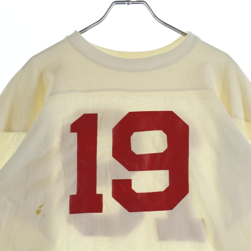 CHAMPION(チャンピオン) 70S VINTAGE FOOTBALL SHIRT 19 USA製 ヴィンテージ ナンバリング フットボールシャツ 長袖 ホワイト