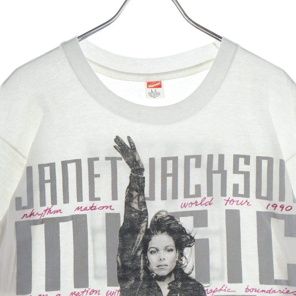 VINTAGE(ヴィンテージ) 90S JANET JACKSON RHYTHM NATION TOUR TEE ジャネットジャクソン 両面プリント半袖カットソーTシャツ ホワイト