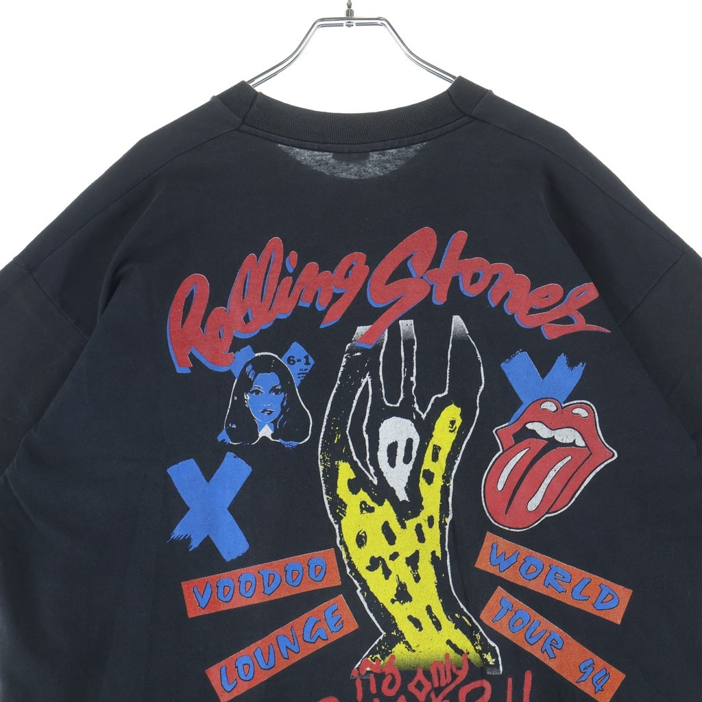 VINTAGE(ヴィンテージ) 90S THE ROLLING STONES LIP & TONGUE VOODOO LOUNGE WORLD TOUR 94 BOOTLEG TEE ローリングストーンズ ブート 両面プリント半袖カットソーTシャツ ブラック