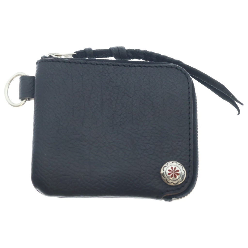 LARRY SMITH(ラリースミス) EMBOSSED L ZIPPER SHOET WALLET 型押しL字ファスナーショートウォレット ブラック