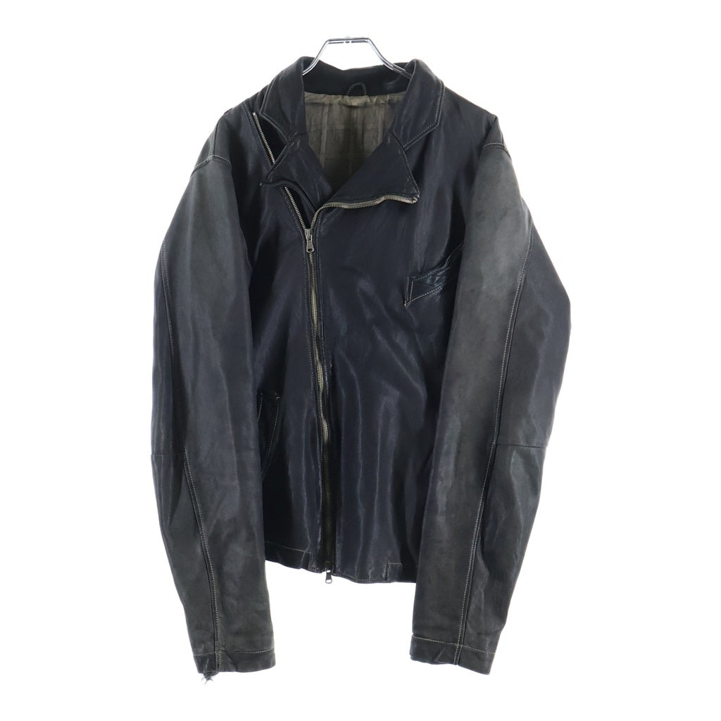 GIORGIO BRATO(ジョルジオブラット) ASYMMETRIC MULTI ZIP LEATHER JACKET 斜め マルチ ダブルジップ 変形 レザージャケット チャコール -