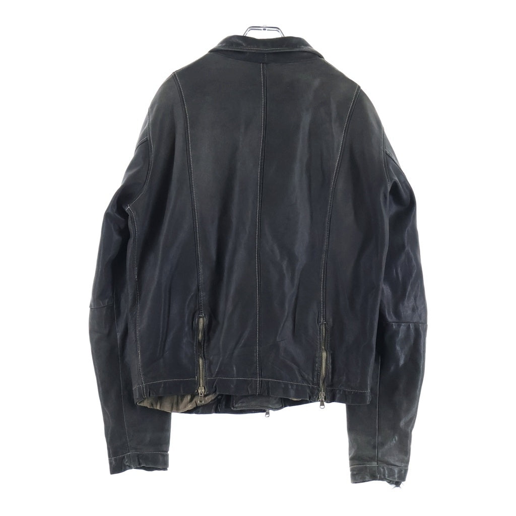 GIORGIO BRATO(ジョルジオブラット) ASYMMETRIC MULTI ZIP LEATHER JACKET 斜め マルチ ダブルジップ 変形 レザージャケット チャコール -