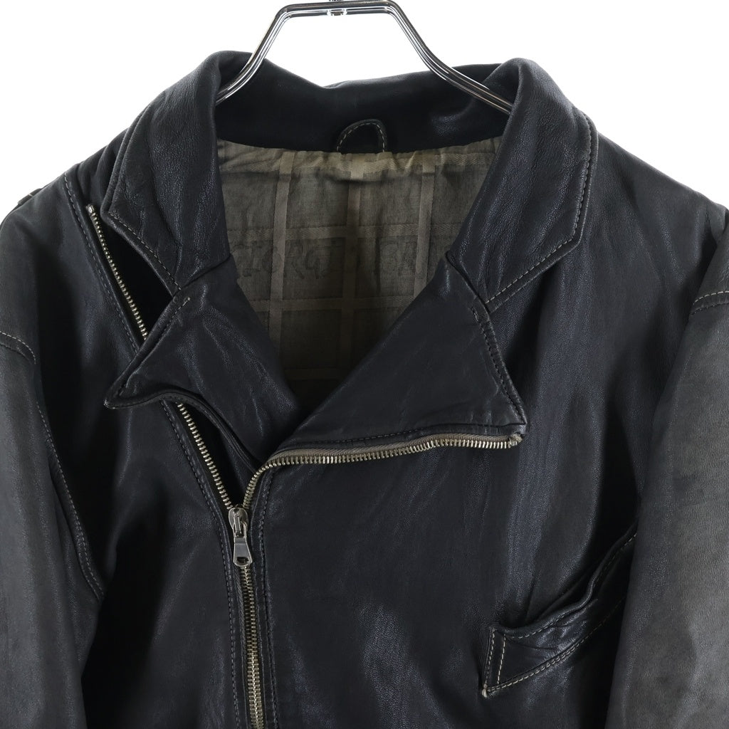 GIORGIO BRATO(ジョルジオブラット) ASYMMETRIC MULTI ZIP LEATHER JACKET 斜め マルチ ダブルジップ 変形 レザージャケット チャコール -