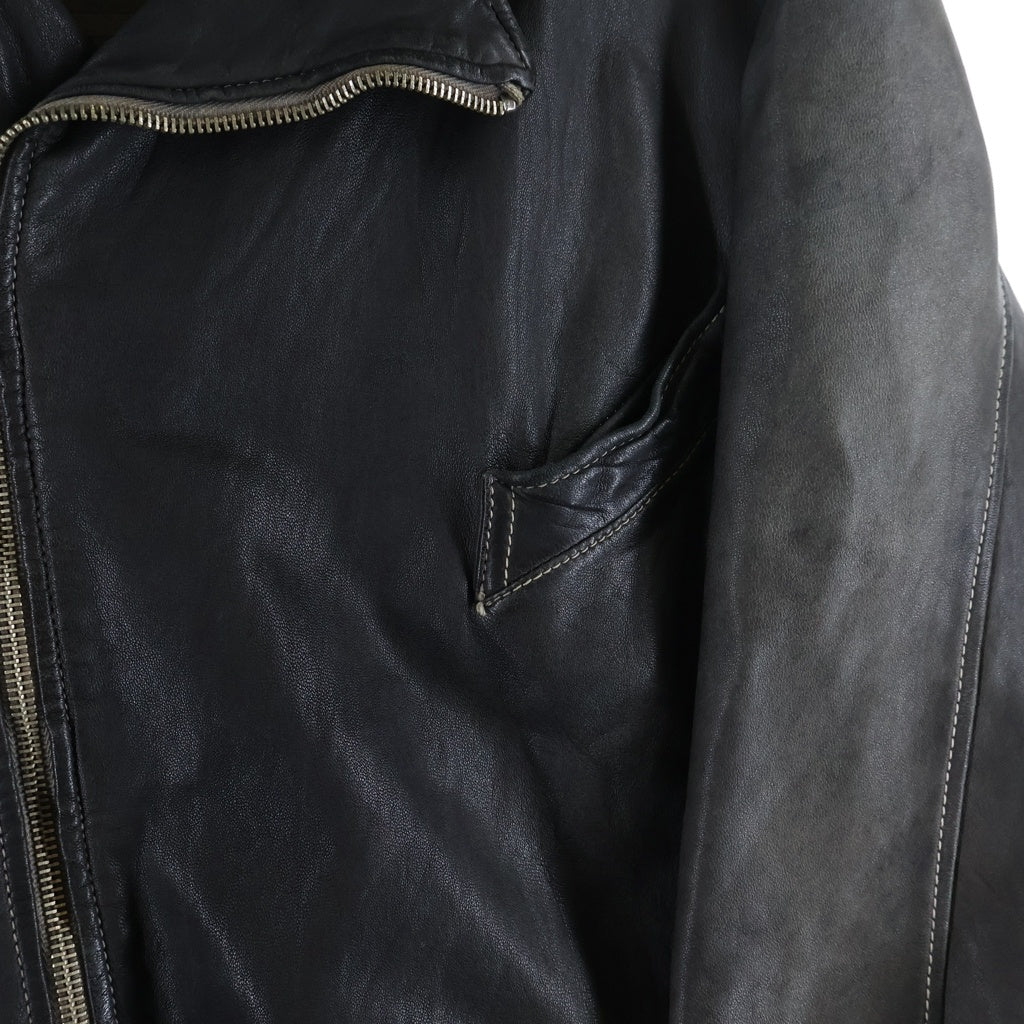 GIORGIO BRATO(ジョルジオブラット) ASYMMETRIC MULTI ZIP LEATHER JACKET 斜め マルチ ダブルジップ 変形 レザージャケット チャコール -
