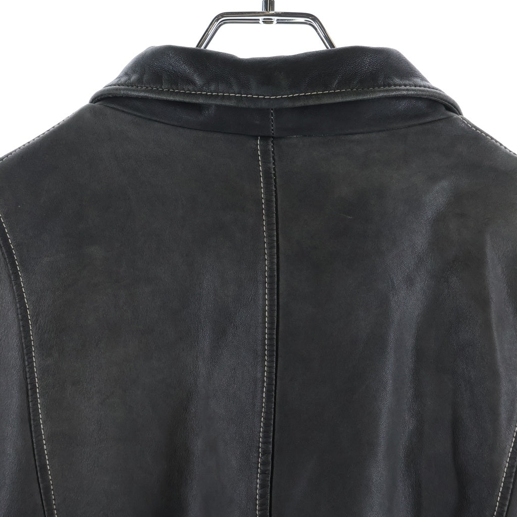 GIORGIO BRATO(ジョルジオブラット) ASYMMETRIC MULTI ZIP LEATHER JACKET 斜め マルチ ダブルジップ 変形 レザージャケット チャコール -