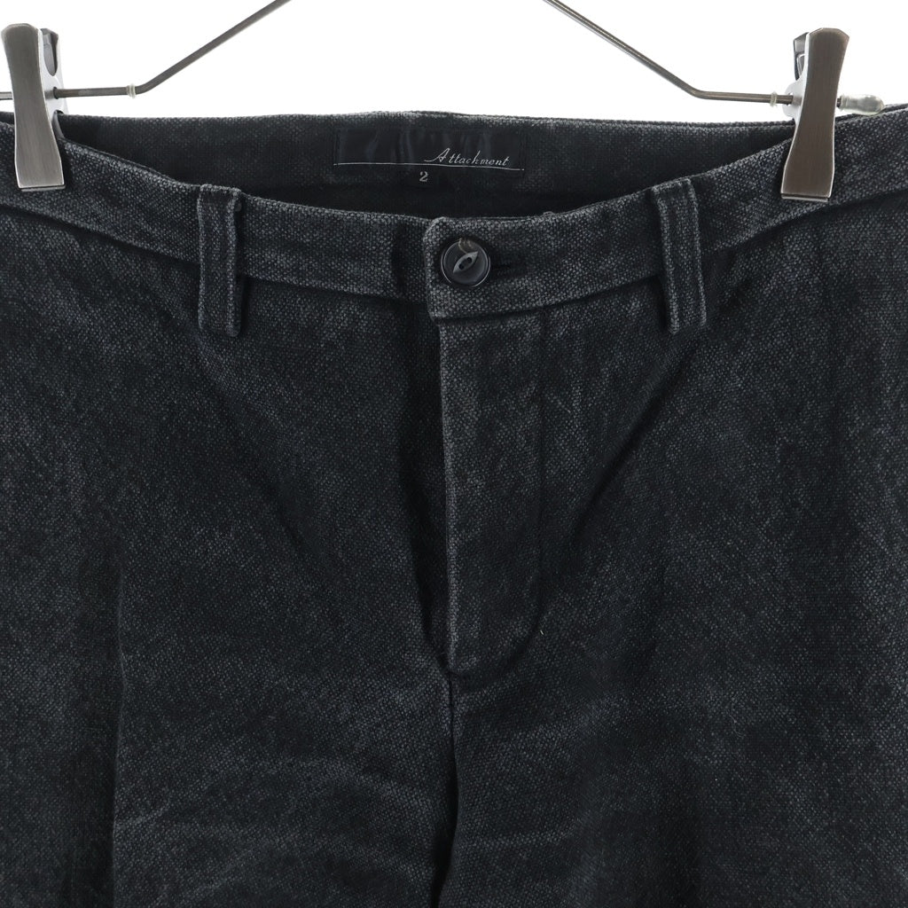 ATTACHMENT(アタッチメント) WIDE FLARE COTTON PANTS CPD加工 顔料染め コットン ワイド フレア パンツ ブラック -