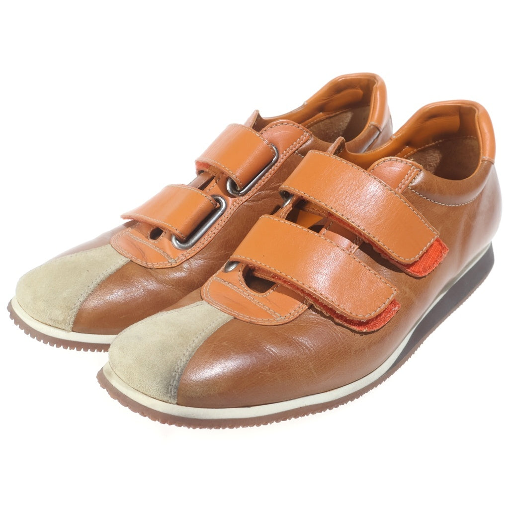 miumiu(ミュウミュウ) 90-00S ARCHIVE VELCRO TAPE LEATHER SHOES アーカイブ ベルクロ テープ レザー ローカットスニーカー ベージュ/ブラウン/オレンジ 6 P0398