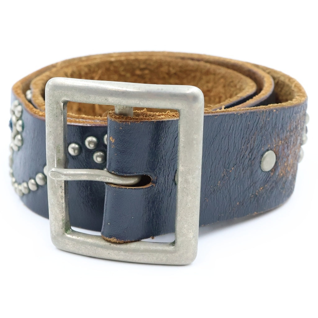 HTC(エイチティーシー) FLORAL RHINESTONE STUDS BELT フローラル ラインストーン スタッズベルト ブラック -