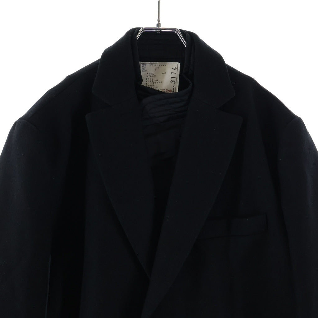 Sacai(サカイ) 23AW WOOL MELTON COAT ウールコート ブラック 23-03114M