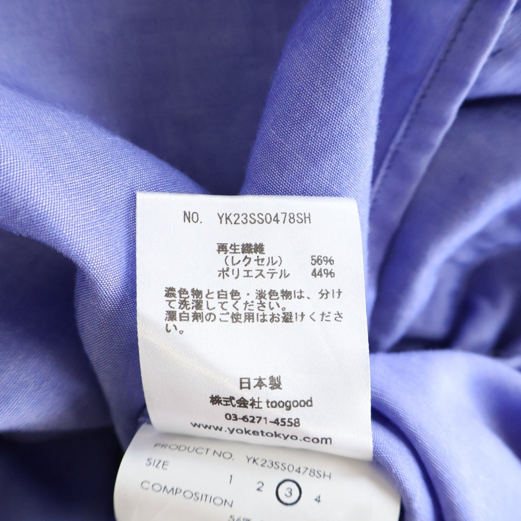 YOAK(ヨーク) OPEN COLLAR SHIRT オープンカラーシャツ ブルー YK23SS0478SH