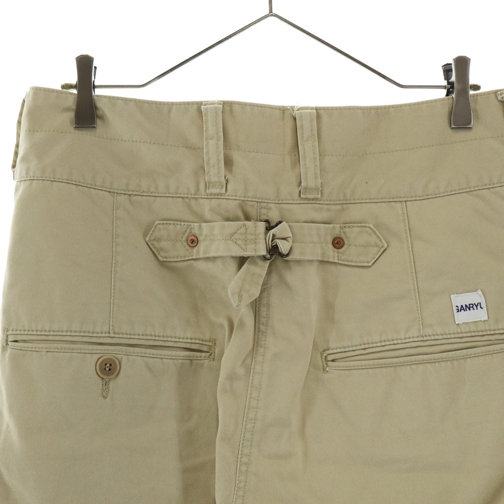 GANRYU(ガンリュウ) ASYMMETRIC SAROUEL PANTS アシンメトリーサルエルパンツ クロップドサルエルパンツ ベージュ EL-P003