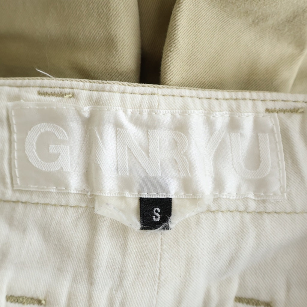 GANRYU(ガンリュウ) ASYMMETRIC SAROUEL PANTS アシンメトリーサルエルパンツ クロップドサルエルパンツ ベージュ EL-P003
