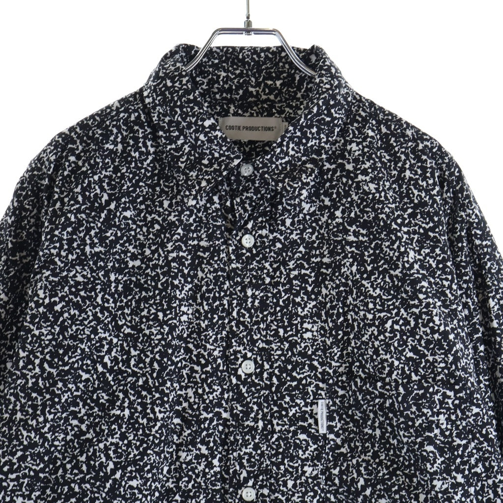 COOTIE(クーティー) 24SS allover printed broad l/s shirt 総柄 プリント 長袖 シャツ ホワイト/ブラック