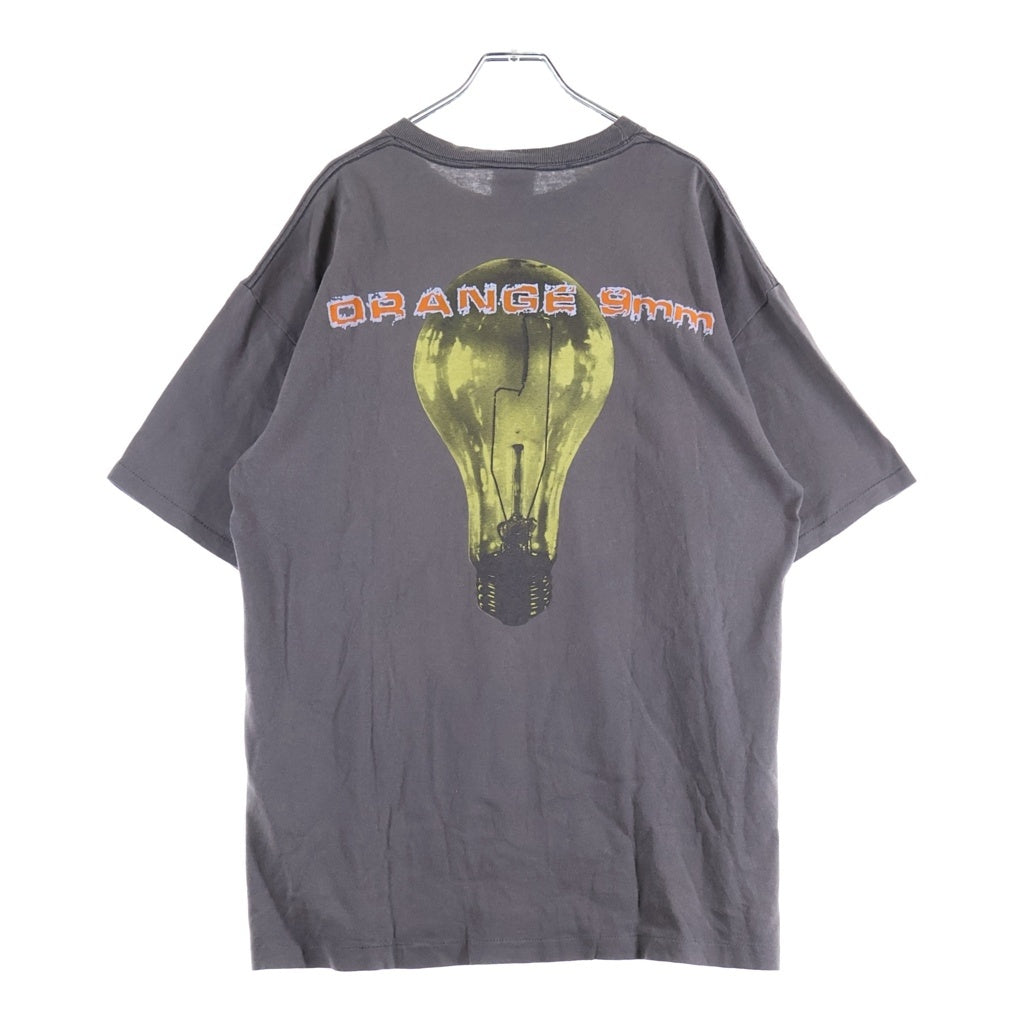 VINTAGE(ヴィンテージ) 90S ORANGE 9mm オレンジ 9ミリ 銃 両面プリント半袖カットソーTシャツ グレー